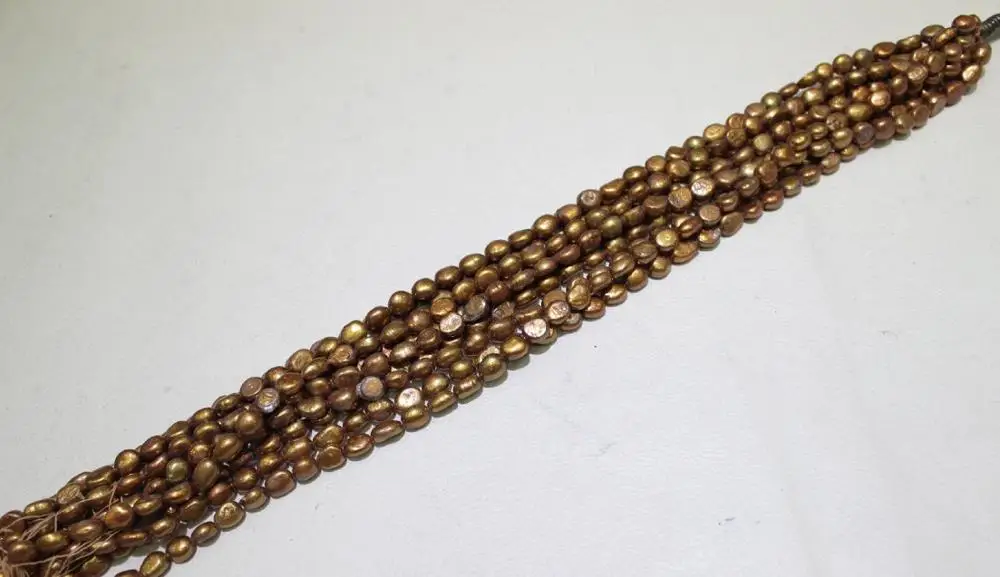 

Brown Rice Fresh water pearl necklace 8x10mm 15 No Metal "Handmade