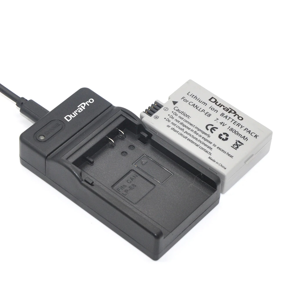 DuraPro LP E8 LPE8 LP E8 Battery + USB Digital Charger for Canon EOS