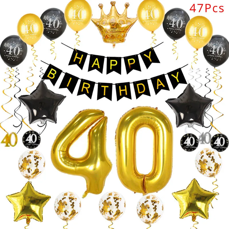 50 день рождения украшения для взрослых 30 40 50 60 лет декор с днем рождения баннер номер воздушный шар Globos 50 годовщина свадьбы - Цвет: set 40