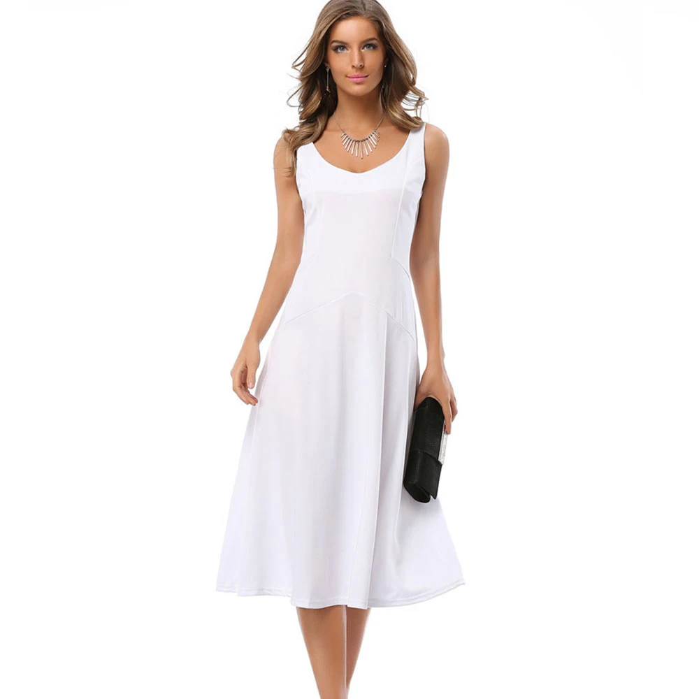 Women Tank Dresses Elegant Spaghetti Strap Sleeveless A line Dress