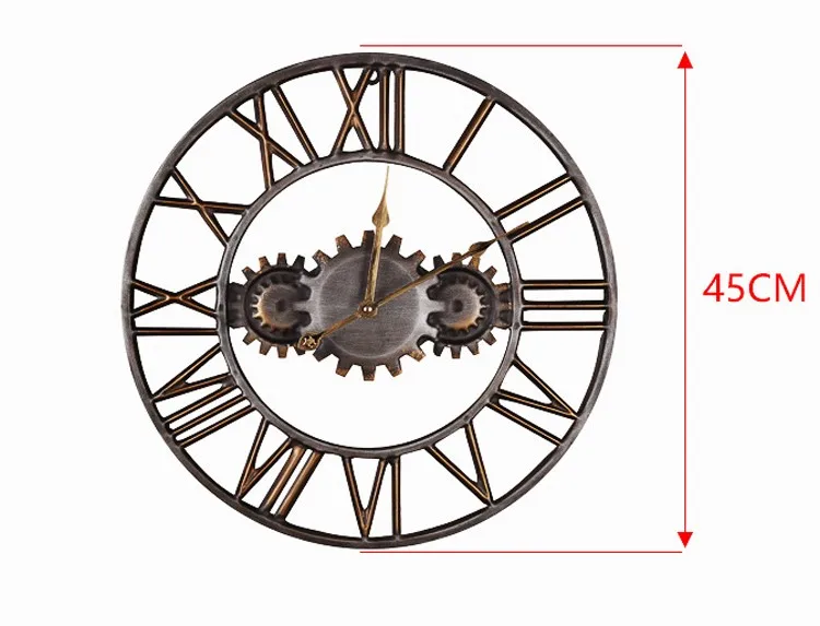 Ручная работа 3D круглые винтажные настенные часы с зубчатым механизмом для дома, гостиной, украшения, креативные Металлические кварцевые часы