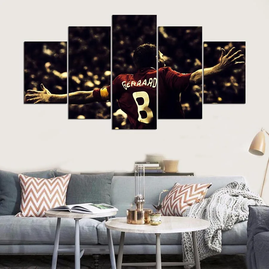 

Hot Sale 5 panel hd liverpool fc print canvas art unframed wall paintings for living room sofa background home decoration