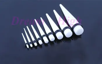 

HENGKE tretchers Ear Expander Ear Piercing Tapers White Acrylic Body Piercing 1.6mm-10mm sets Jewelry Cool Earring Ear Plugs