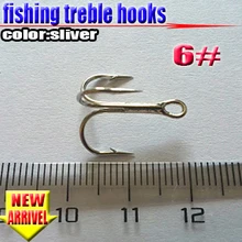 Рыболовные Серебристые тройные Крючки Размер: 6# острый крючок тонкой работы Количество: 200 шт./партия
