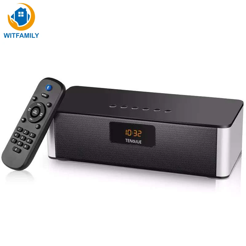  Wireless bluetooth speaker alarm clock with remote control FM radio digital clock microphone functi - 32920857716