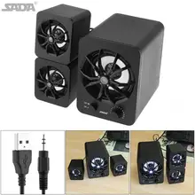 Сада Встроенный зеленый светодиодный 2,1 3 канала сабвуфера Динамик питаемые через USB порт активные мультимедия Комбинации Динамик для MP3 мобильного телефона