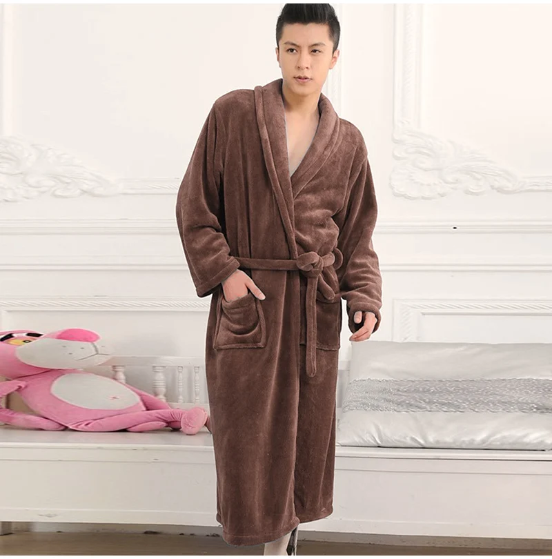 Фланелевые банные мужские халаты pwear 2019 осень зима Твердые плюшевые парные мужские мягкий Халат Толстая теплая женская одежда Прямая