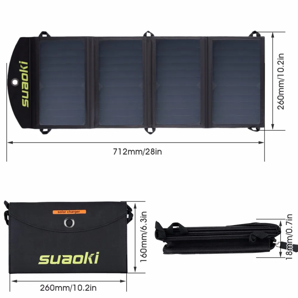 Billige Suaoki 25W Solar Panels Tragbare Falten Faltbare Wasserdicht Dual 5 V 2.1A USB Solar Panel Ladegerät Power Bank für Telefon Batterie