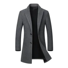 Drop Shipping Winter Autumn Wool Jacket Men's High Quality Wool Coat Casual Slim Long Trench Overcoat Cashmere Coat for Peacoat