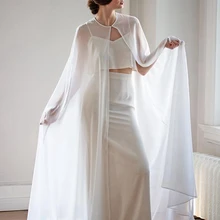 Женское Болеро Длинные обертывания элегантные белые прозрачные летние вечерние платья шифоновые дешевые накидки Свадебные вечерние шали