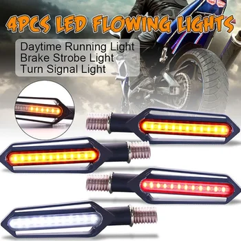 

4pcs Flowing Motorbike Turn Signal Lights Flashing Turning Indicators Amber 12V Universal for Motorcycle Scooter