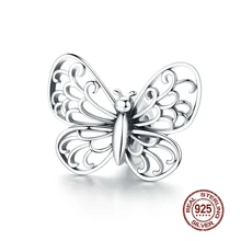 MOWIMO 925 пробы серебряные бусины-бабочки подходят к оригинальному браслету Pandora ожерелье со свисающими бусинами для изготовления ювелирных изделий BNC062
