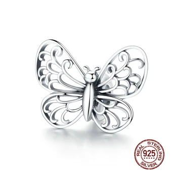 

MOWIMO 925 Sterling Silver Butterfly Charm Beads Fit Original Silver Bracelet Pendant Necklace Beads For Jewelry Making BNC062