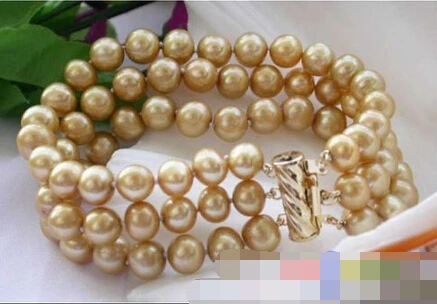 

FREE SHIPPING>>>@@ > 12650 3ROW GOLDEN ROUND FW CULTURED PEARL BRACELET