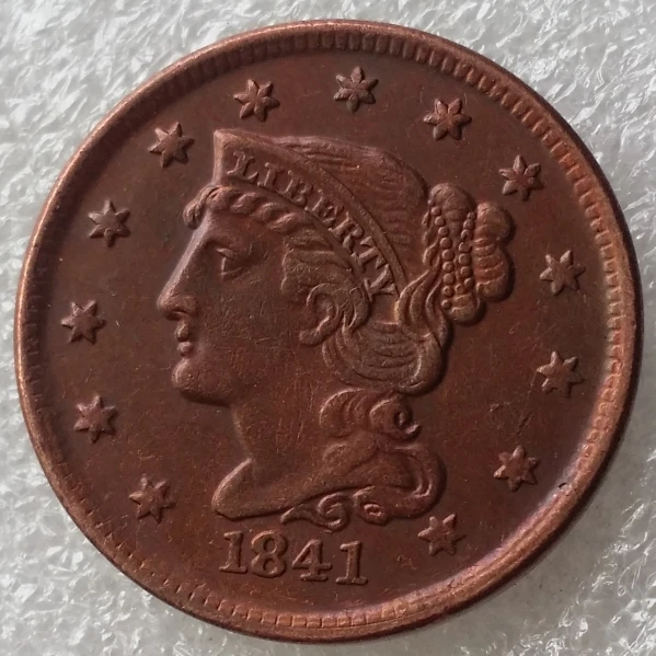 

US Coins 1841 Braided Hair Large Cents 100% Copper Coins