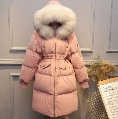Толстая теплая зимняя женская куртка, большой натуральный мех, белый утиный пух, парка с капюшоном для женщин, верхняя одежда, зимнее пальто для женщин - Цвет: big real fur