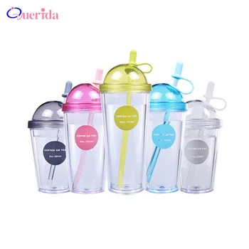 

Creative Personality Adult Straw Cup Portable Food grade AS Double Layer Student Travel Water Bottle Milk Tea Coffee Drink Cup