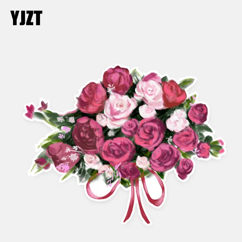 

YJZT 12.7*10.1CM Pretty Roses Flowers Decor Car Stickers Personalized Colored High Quality 11A0815