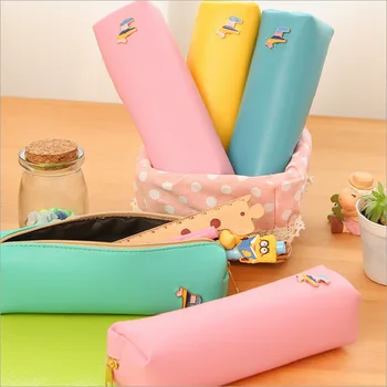 

Fresh Style Candy Color Horse PU Leather Pencil Case Stationery Storage Bag Escalar Papelaria Escolar School Supplies