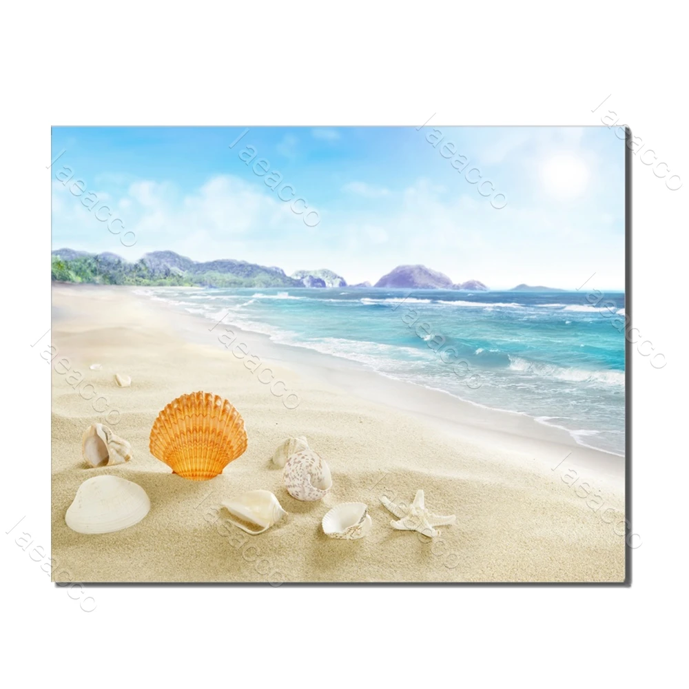 

Laeacco Sea Beach Shell Starfish Posters and Prints Nordic Painting in Canvas Wall Art Living Room Bedroom Home Decor No Frame