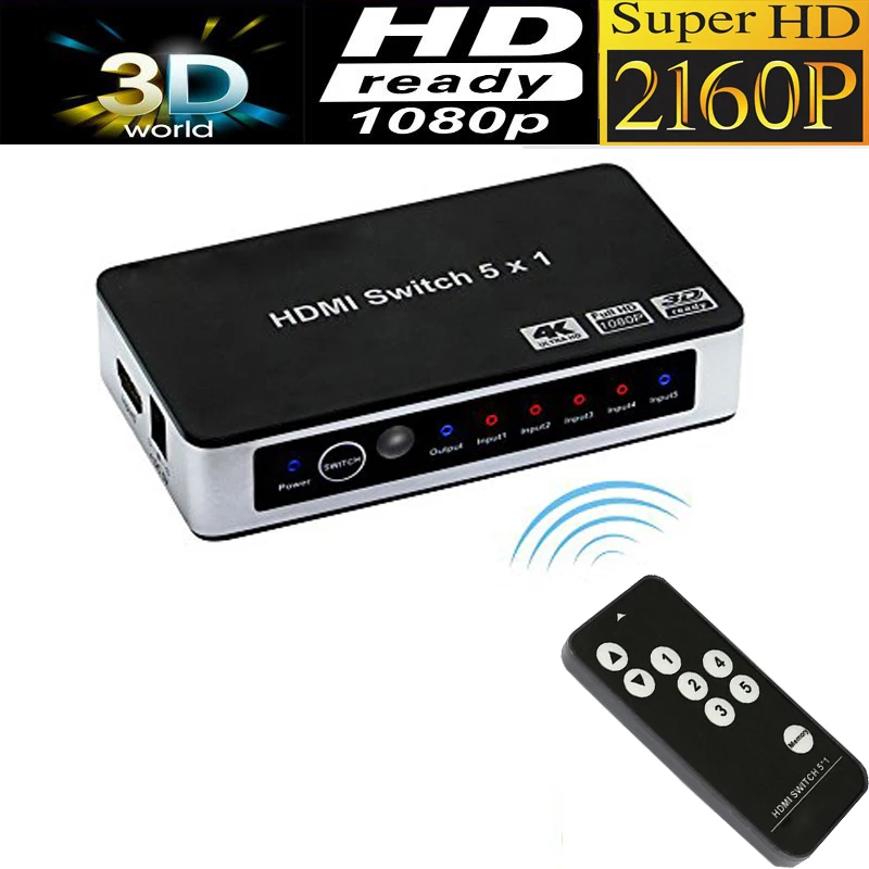 

1080P HDMI Switcher 5X1 Switch selector HDMI 3 in 1 out for DVD STB PS4