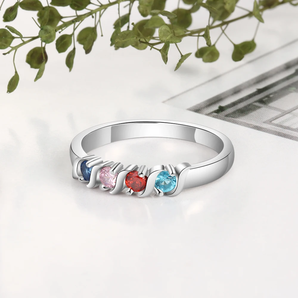 Персонализированные кольца для женщин на заказ 4 кольцо с камнем рождения модные ювелирные изделия юбилей подарок для семейной матери(Lam Hub Fong