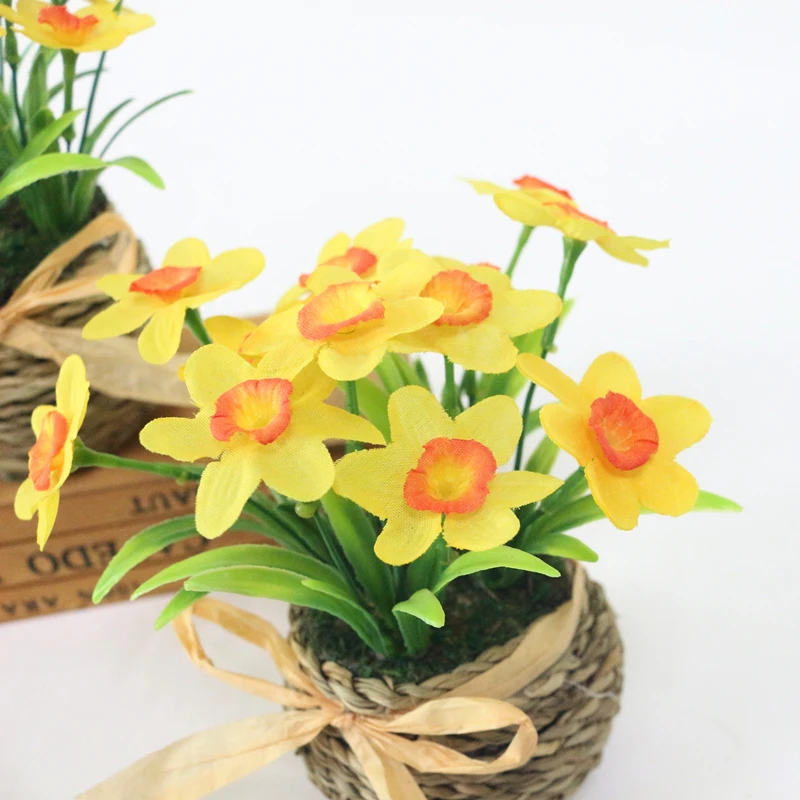 JAROWN Simulation Daffodil Set Artificial Narcissus Flower Silk Flower Plants Wedding Flores Home Decoration (15)