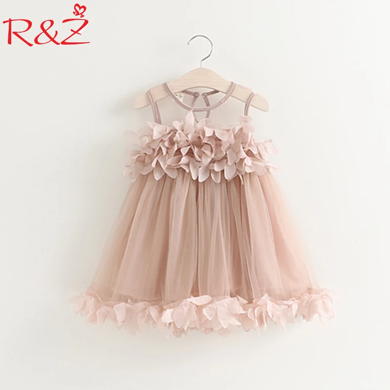 R& Z/платье для девочек г. Новая летняя одежда для девочек из сетчатой ткани розовое платье принцессы с аппликацией Детская летняя одежда платье для маленьких девочек k1