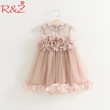 R& Z/платье для девочек г. Новая летняя одежда для девочек из сетчатой ткани розовое платье принцессы с аппликацией Детская летняя одежда платье для маленьких девочек k1