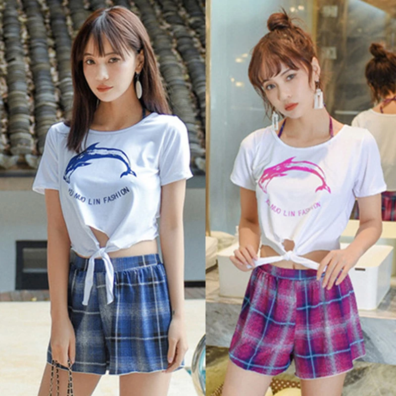 

New Arrival Bikini Set Swimwear Women Conservative Swimsuit Push Up High Waisted Three Pieces Bathing Suit