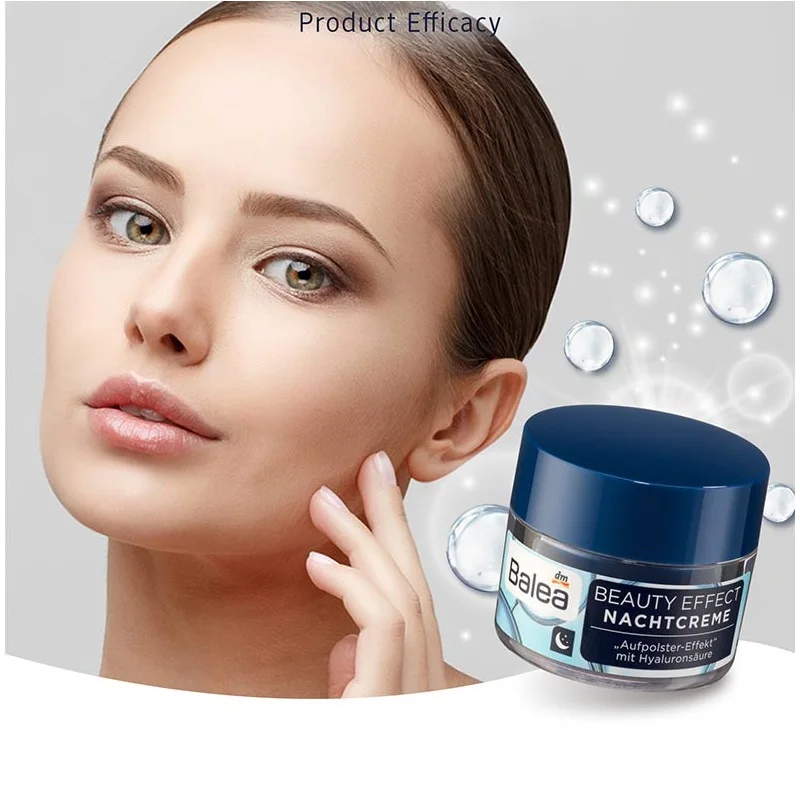 

New Germany Balea Hyaluronic Acid Collagen Moisturizer Beauty Effect Face Neck Night Cream Smooth Firm Tighten Skin Anti Wrinkle