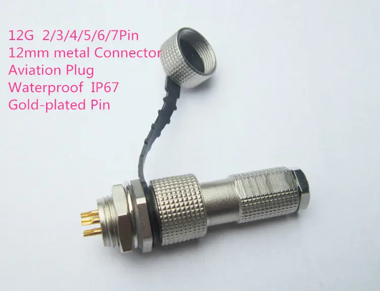 

1PCS AP055 12G 2/3/4/5/6/7Pin 12mm metal Connector Aviation Plug Waterproof IP67 Gold-plated Pin