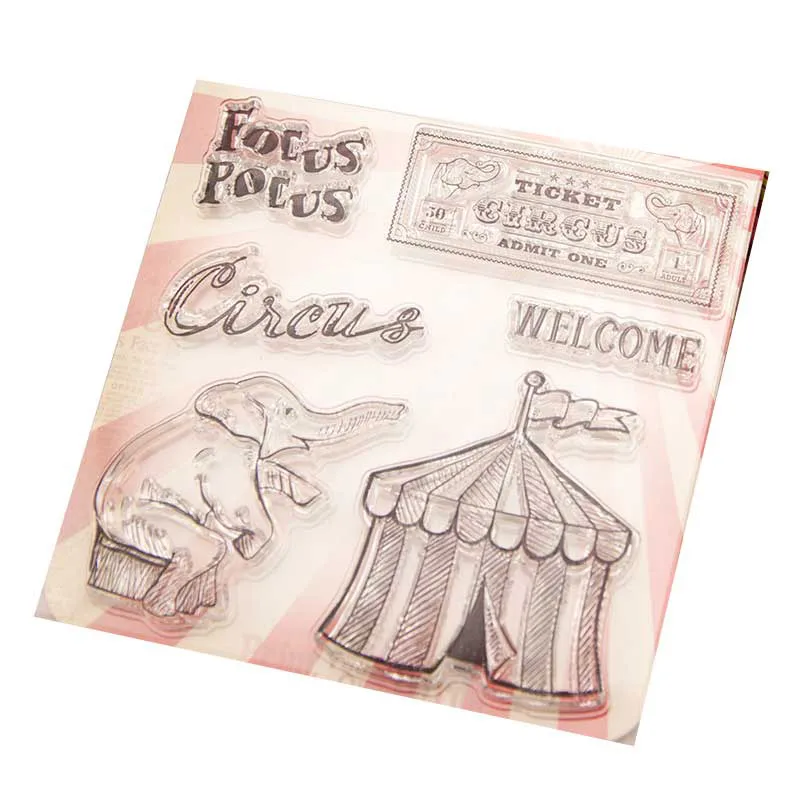 

Circus Ticket Elephant Words Transparent Clear Silicone Stamp Seal DIY Scrapbooking Photo Album Decorative Clear Stamp Sheets