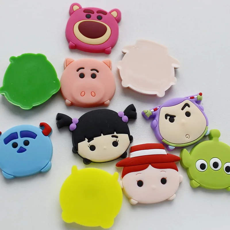 

100Pcs Cartoon Buzz Pig Mike bear girls Soft pvc Accessories Flat Back silicone DIY Phone Case Gadgets Fit Bracelets Shoe Charms