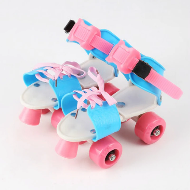 

Adjustable Size Children Double Row Skates Roller Skates Double Row 4 Wheel Skating Shoes Sliding Slalom Inline Skates Kids Gift
