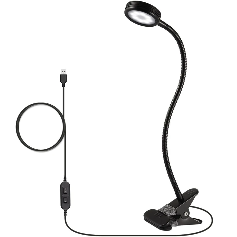 LED Reading Light, Clip on Light, Flexible Bed Light with 2 Brightness