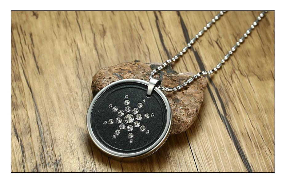 Meaeguet Lava Stone Quantum Pendant Necklace For Men Scalar Energy Crystal Sunflower Necklace With Authenticity Card and Box (4)