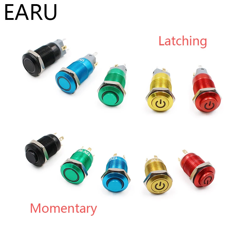 12V/24V momentanée ou LATCHING BOUTON INTERRUPTEUR-ALUMINIUM METAL 3 A Power DEL 12V/24V momentanée ou LATCHING BOUTON INTERRUPTEUR-ALUMINIUM METAL 3 A Power DEL