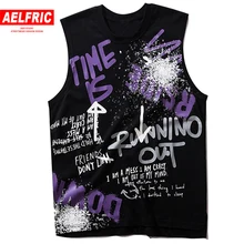 AELFRIC Безрукавка Мужская с буквенным принтом граффити летняя хлопковая уличная одежда Гавайи Харадзюку жилеты для пары хип-хоп топы без рукавов