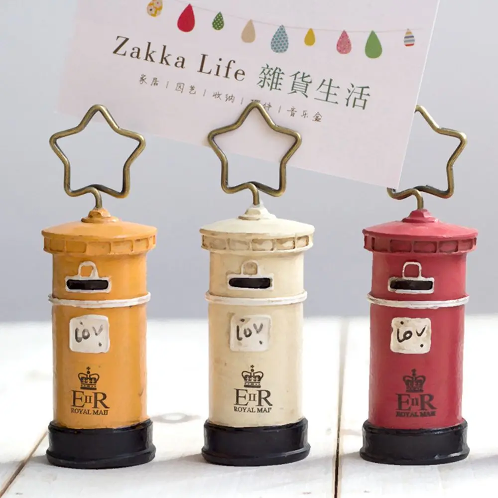 

Retro Mailbox Photo Clips Desktop Photo Memo Note Clip Office Stationery Decor Card Holder