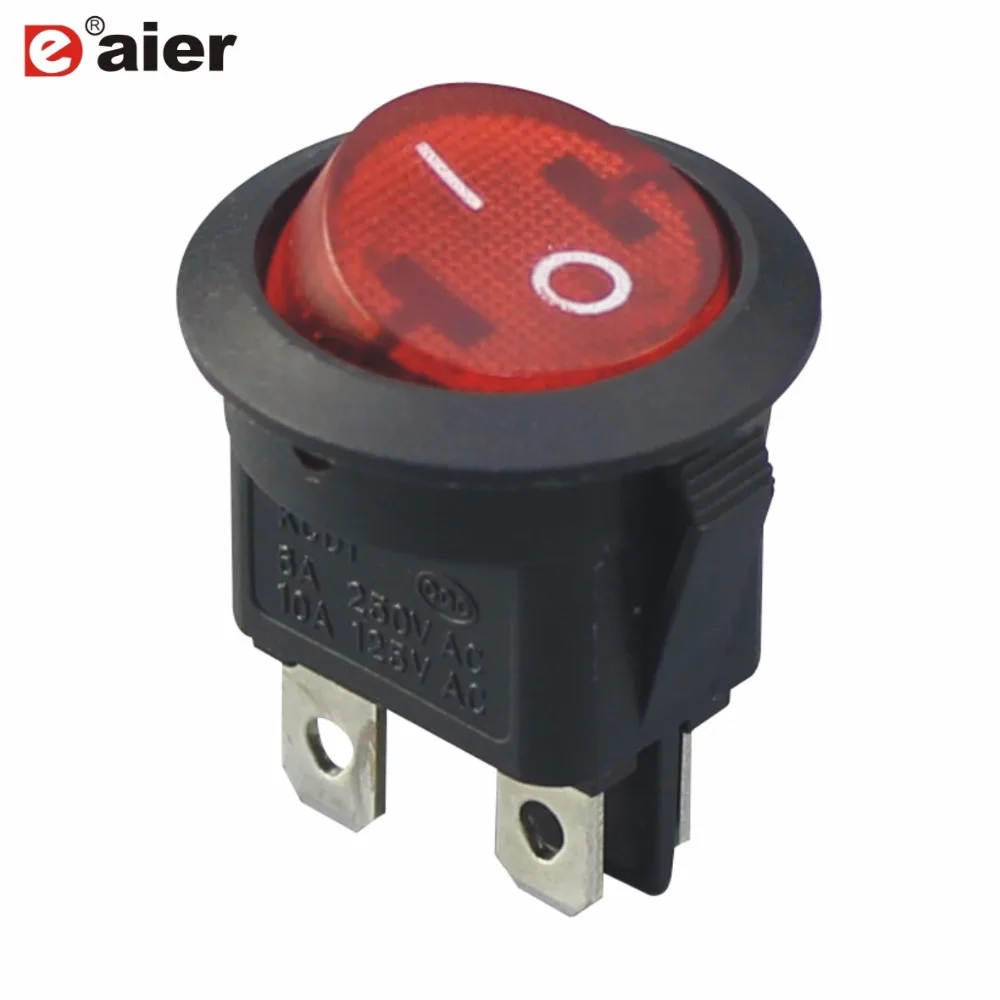 KCD1 круглый тумблер 20 мм 4 Pin Кнопка ВКЛ/OFF 6A Ампер 250VAC DPST фиксации 220V светодиодный освещенные на кнопка для автомобиля переключатели красный