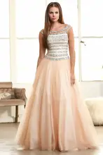 Robe De Soiree Zarif Akşam Elbise 2016 O boyun Kısa Kollu Boncuklu Sequins Aline Uzun Örgün Parti Gelinlik Abiye