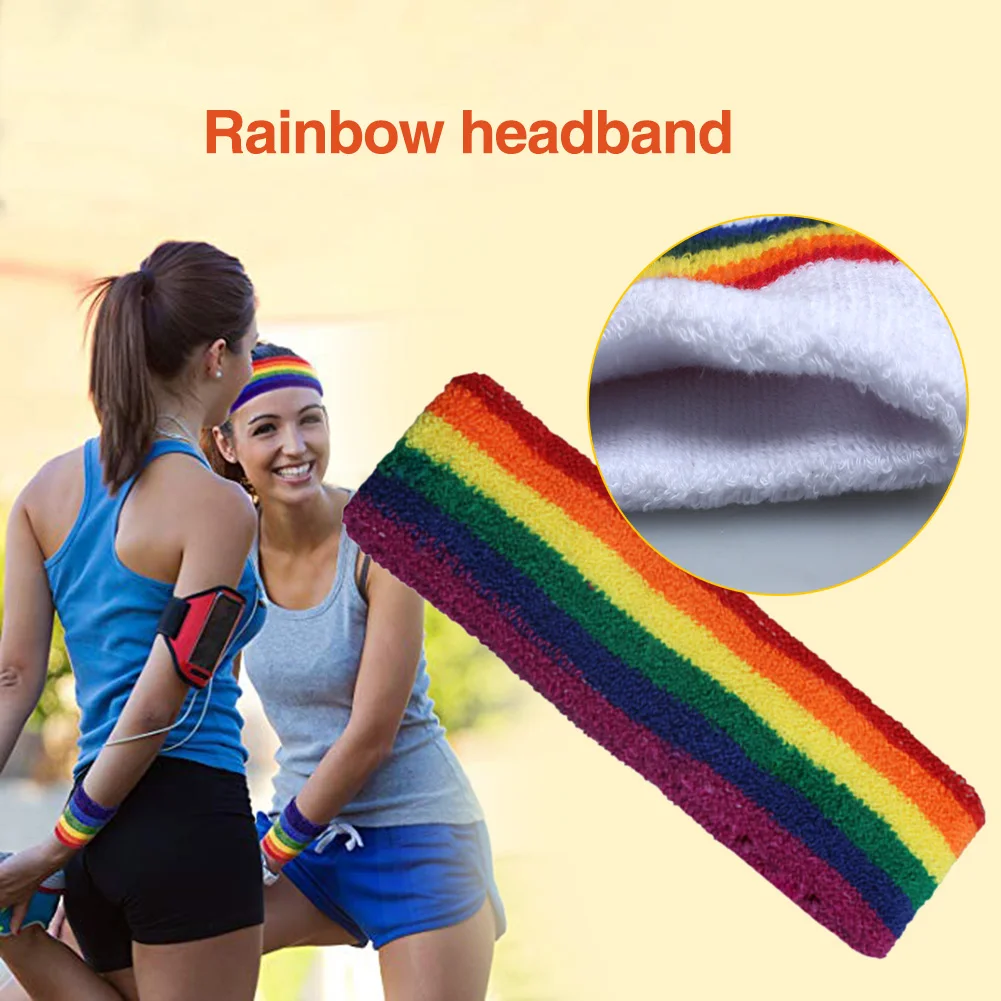 Спортивный бегущий Радужный ремешок для волос Фитнес хлопок бюстгальтер-полотенце дышащая удобная эластичная повязка на голову стильный и красивый