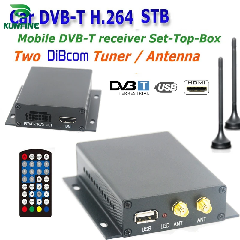 12~ 24V автомобиль DVB-T ТВ коробка разнообразие 2 антенны MPEG2 MPEG4 H.264 STB