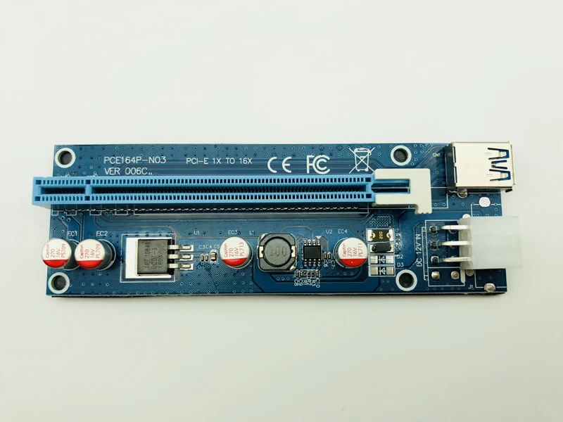 

PCI-E PCI Express 1x to 16x Mining Machine Extender Riser Card Board Adapter with 15Pin to 6Pin Power Cable 60cm USB 3.0 Cables