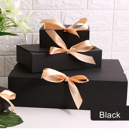 Подарочные коробки с лентой, свадебные подарочные коробки, подарочные коробки для детского душа, подарочные коробки для вечеринок 20 шт./лот - Цвет: Черный