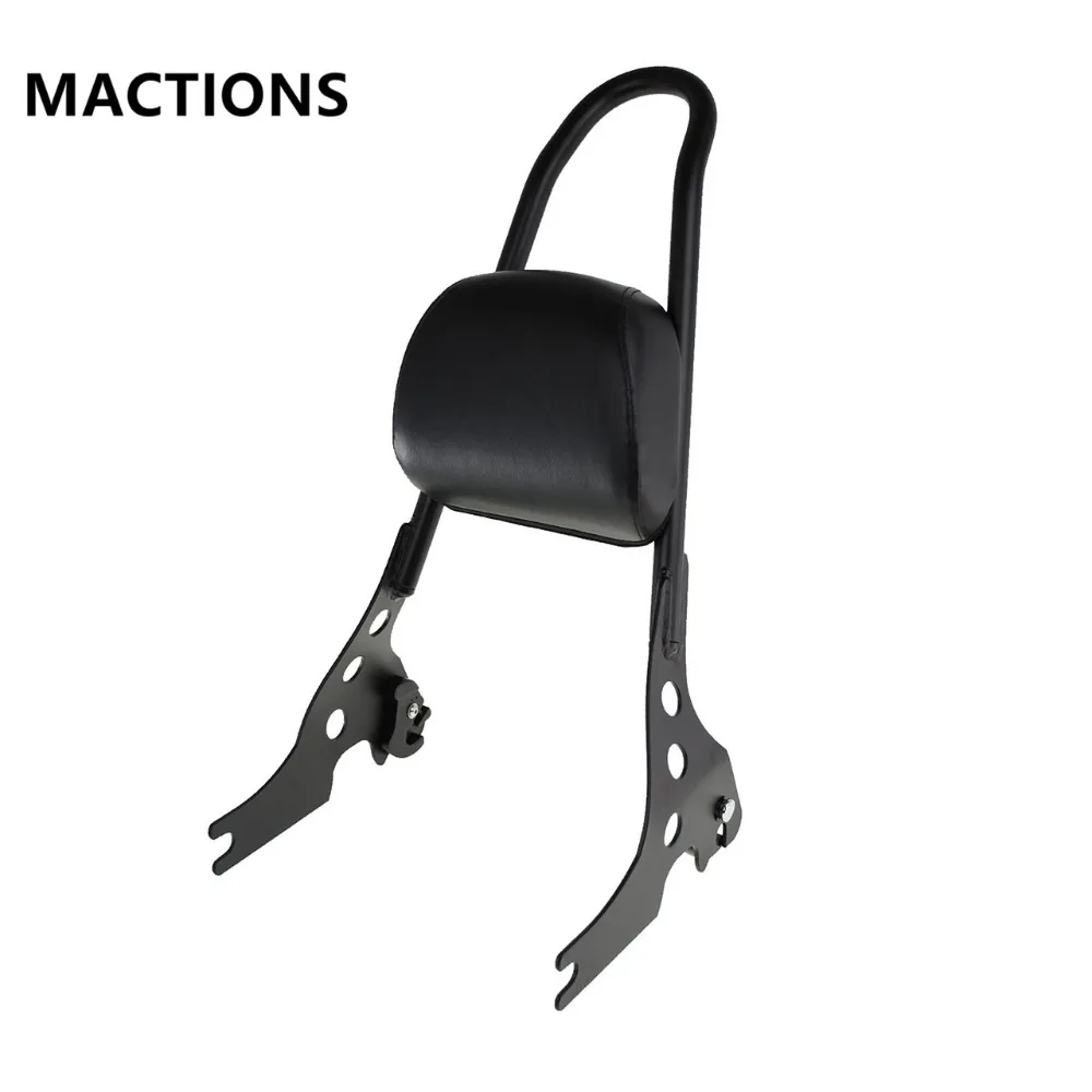 Motorcycle Black Passenger Backrest Sissy Bar Cushion Pad For Harley Sportster XL883 1200 48 2004-2019