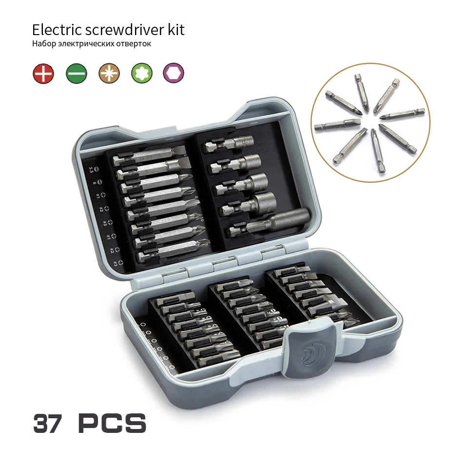 

37pc Electric Slotted Screwdriver Bits Set Torx Head Screwdriver Torx Bit Set Chave De Fenda Philips Puntas Destornillador