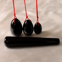 Drilled Yoni Egg Masseur 12cm Obsidian Dildo Crystal Massage Wand Pleasure Stick Vaginal Massage Ball for Women Kegel Exerciser