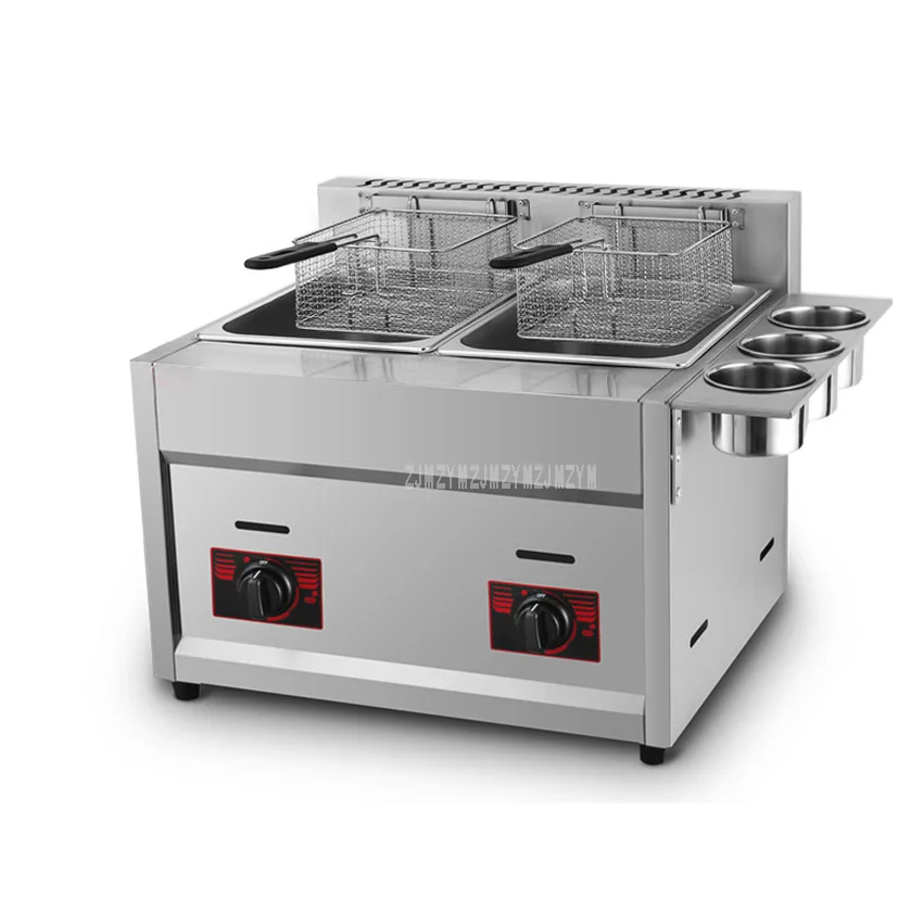 12L Double Tank French Fries Gas Fryer Stainless Steel High Quality